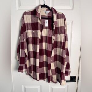Old Navy Red and Cream Checkered Shirt